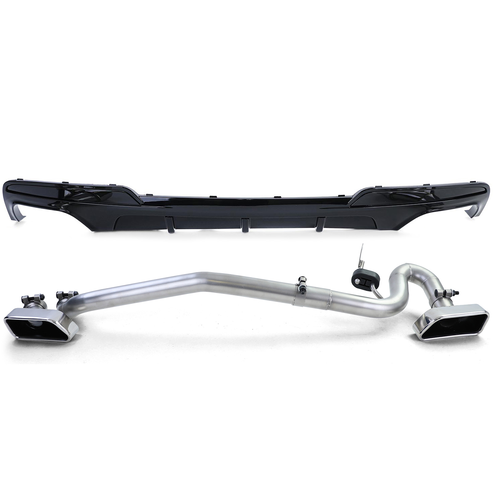 Achterdiffusor Glans + Duplex V8-uitlaatconversie passend voor BMW F10/F11 - Afbeelding 2