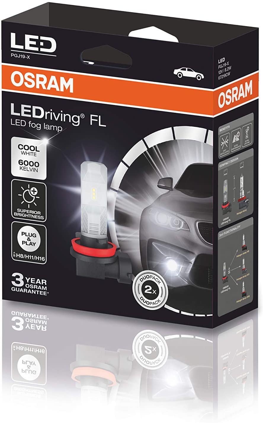 OSRAM LEDriving FL, voldoet aan ECE H8, H11, H16, mistlampen, 67219CW, 12V, etui (2 lampen), koudwit, set van 2 - Afbeelding 4
