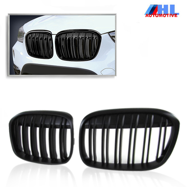 Grille DubbelSpijl Mat Zwart BMW X1 F48 bj vanaf 2014.