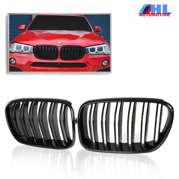 Grill DubbelSpijls Glanzend Zwart BMW X3 F25 bj 10-14.