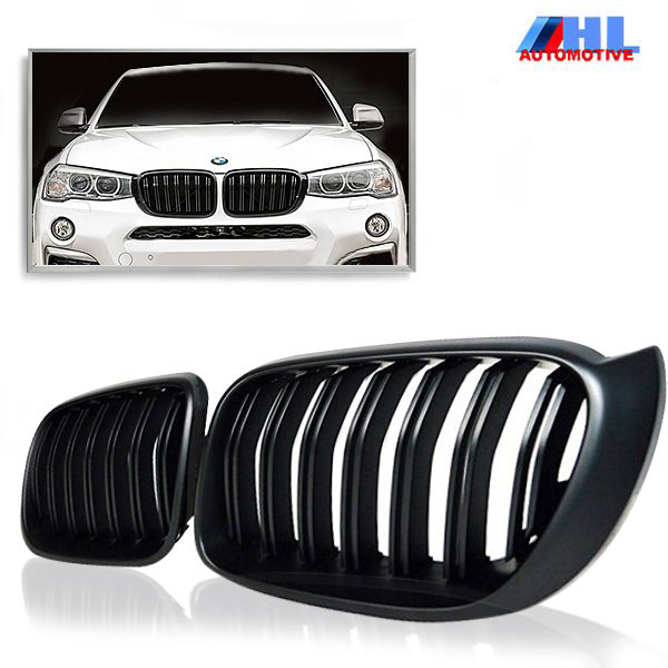 Grill DubbelSpijls Mat Zwart BMW X3F25/X4F26 bj 14-17.