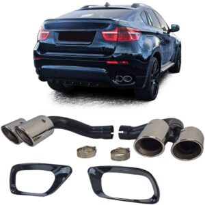 Uitlaat dubbele pijp chroom past voor BMW X6 E71 08-14 Diesel 30d 40d