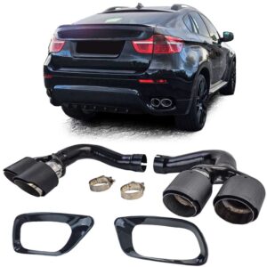 Uitlaat dubbele pijp carbon passend voor BMW X6 E71 08-14 Diesel 30d 40d
